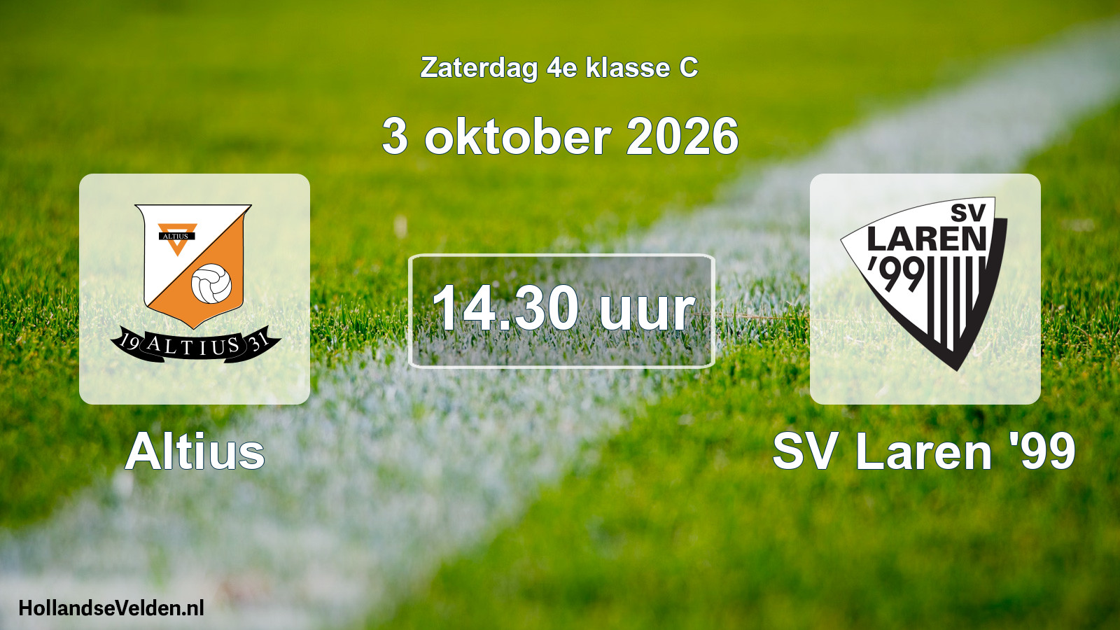 Geplande wedstrijd: Altius - SV Laren '99 (3 oktober 2026)