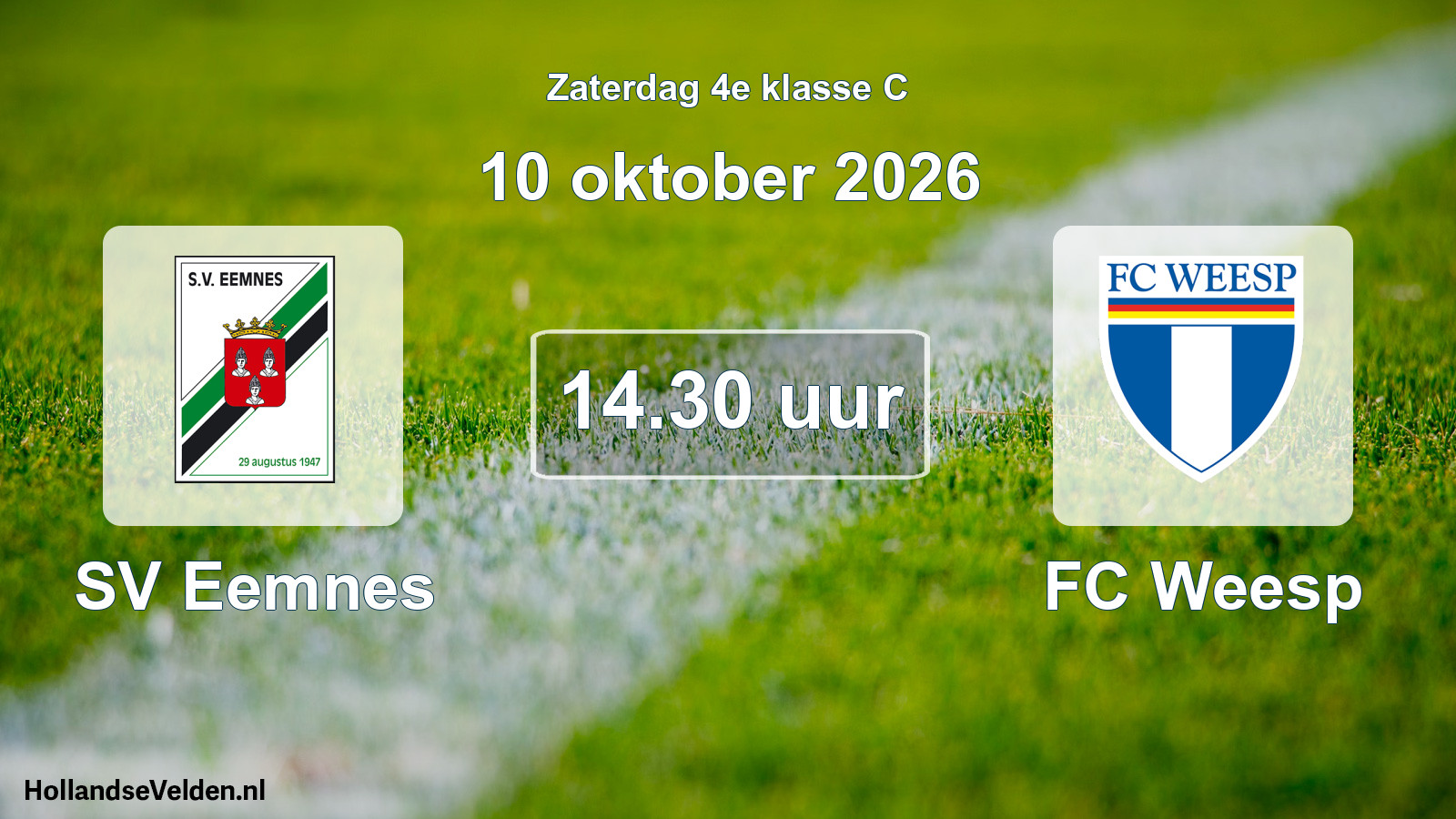 Geplande wedstrijd: SV Eemnes - FC Weesp (10 oktober 2026)