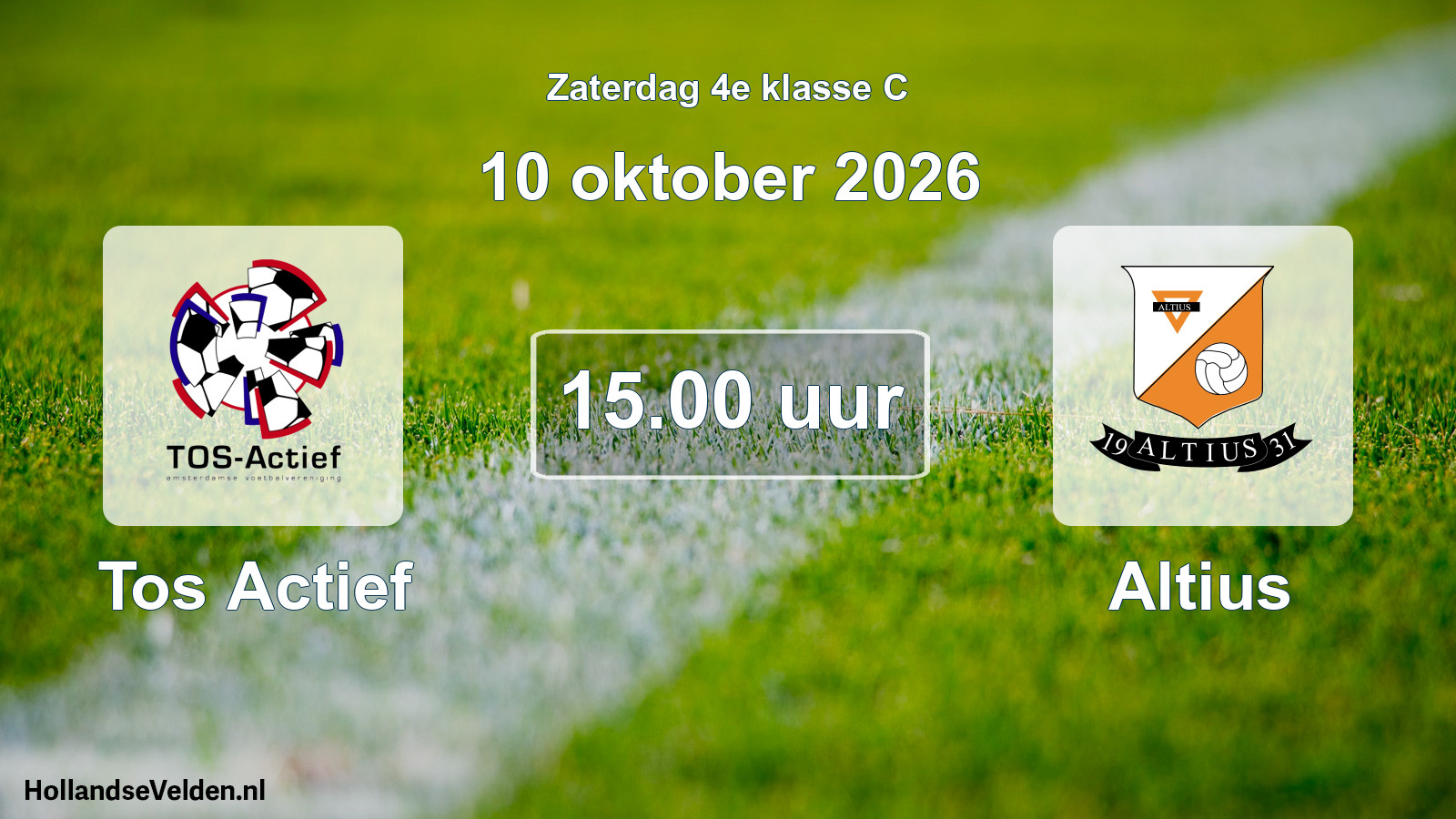 Geplande wedstrijd: Tos Actief - Altius (10 oktober 2026)