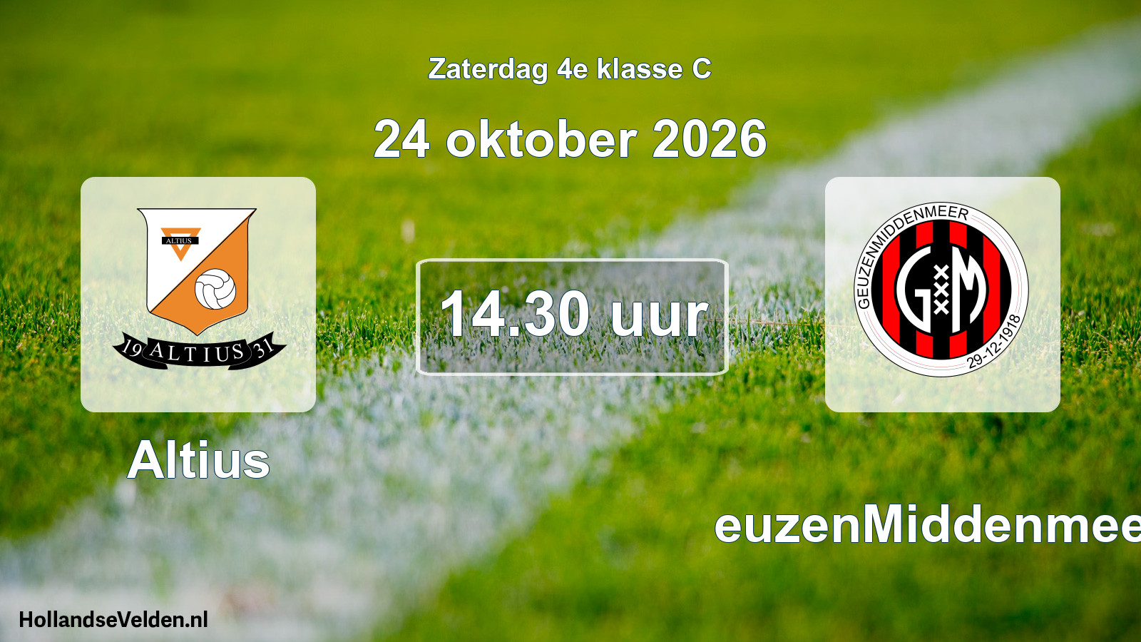 Geplande wedstrijd: Altius - GeuzenMiddenmeer (24 oktober 2026)