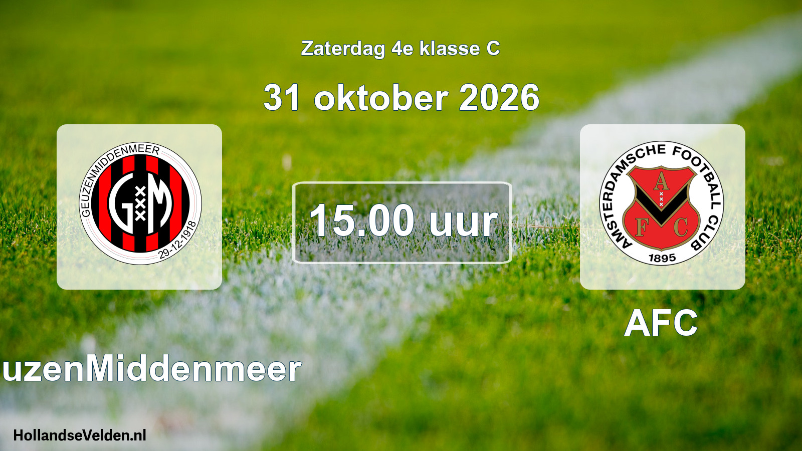Scheduled Match: GeuzenMiddenmeer - AFC (31 October 2026)