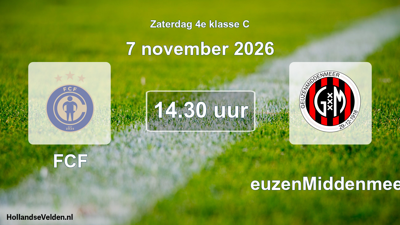 Geplande wedstrijd: FCF - GeuzenMiddenmeer (7 november 2026)