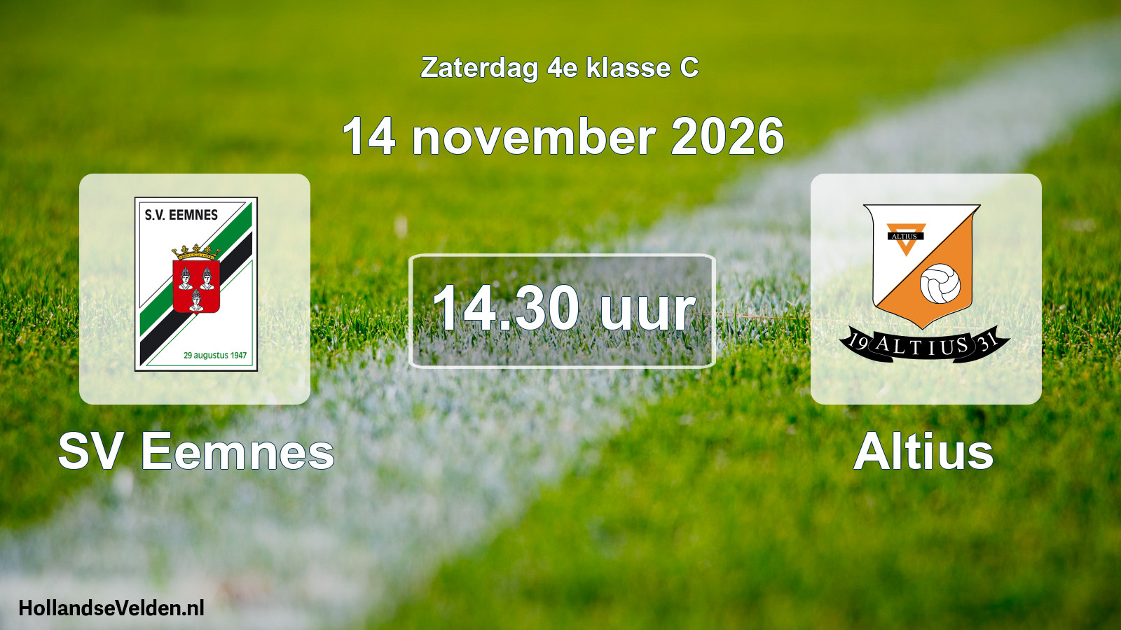 Geplande wedstrijd: SV Eemnes - Altius (14 november 2026)