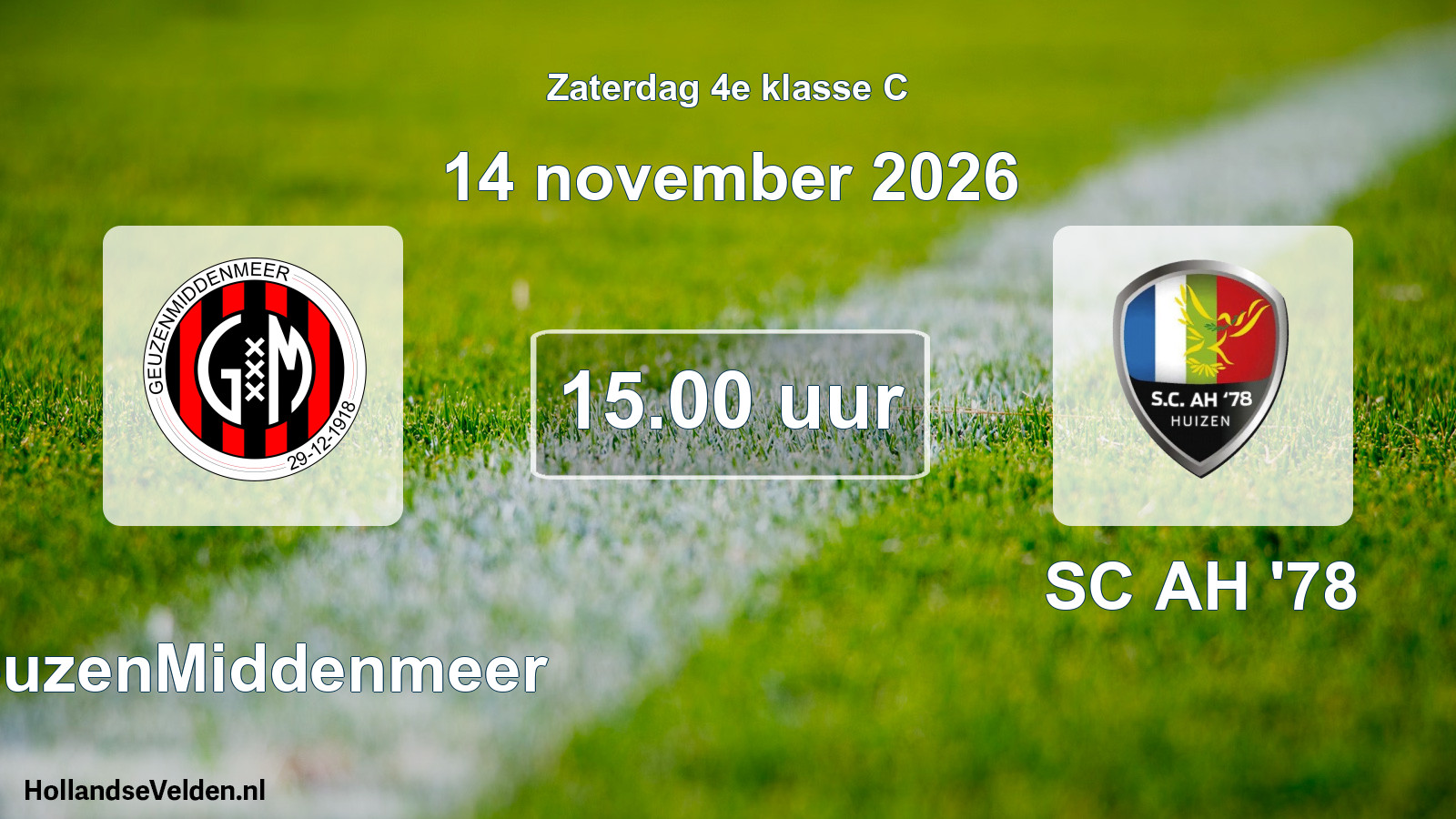 Geplande wedstrijd: GeuzenMiddenmeer - SC AH '78 (14 november 2026)