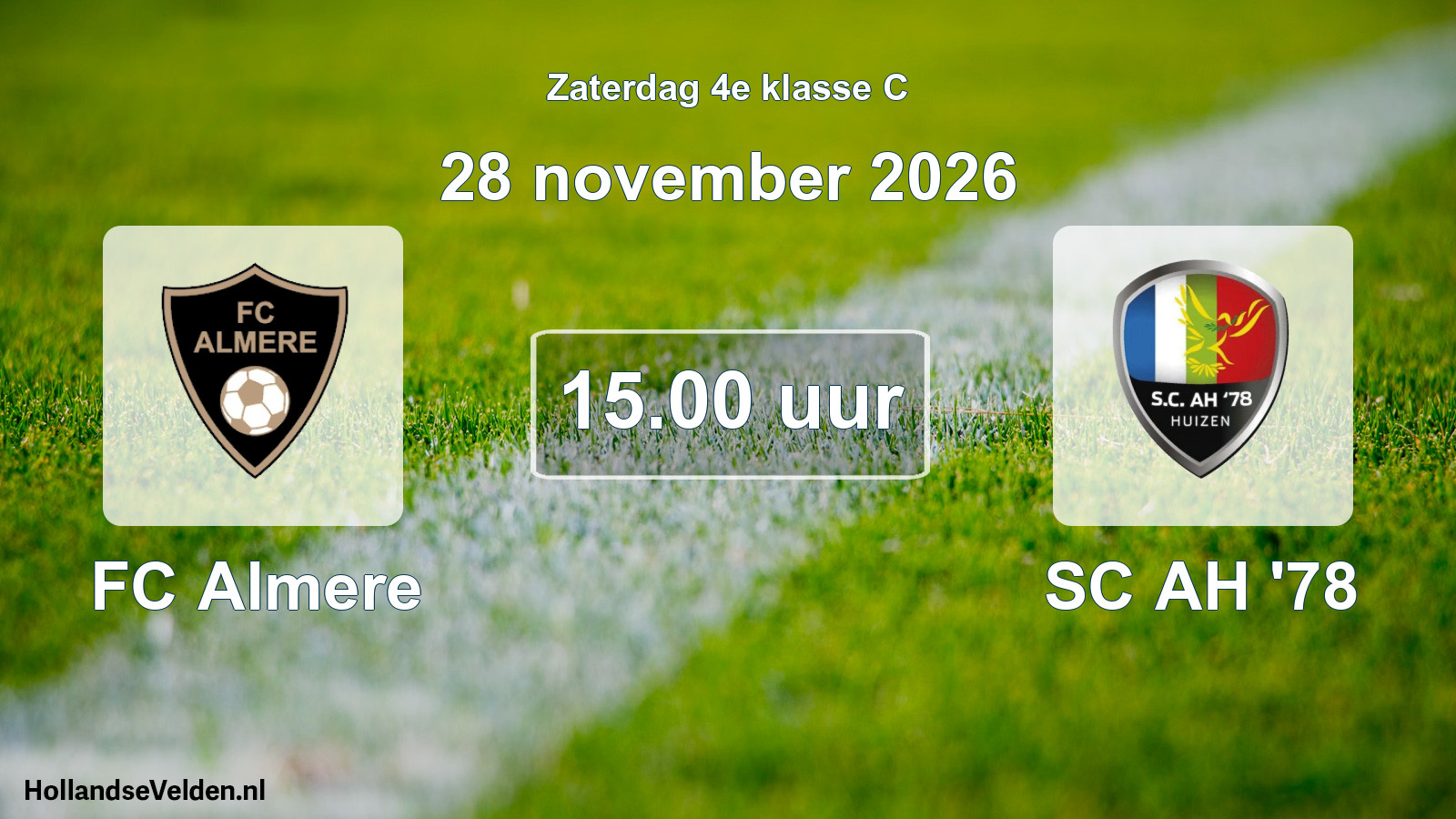 Geplande wedstrijd: FC Almere - SC AH '78 (28 november 2026)
