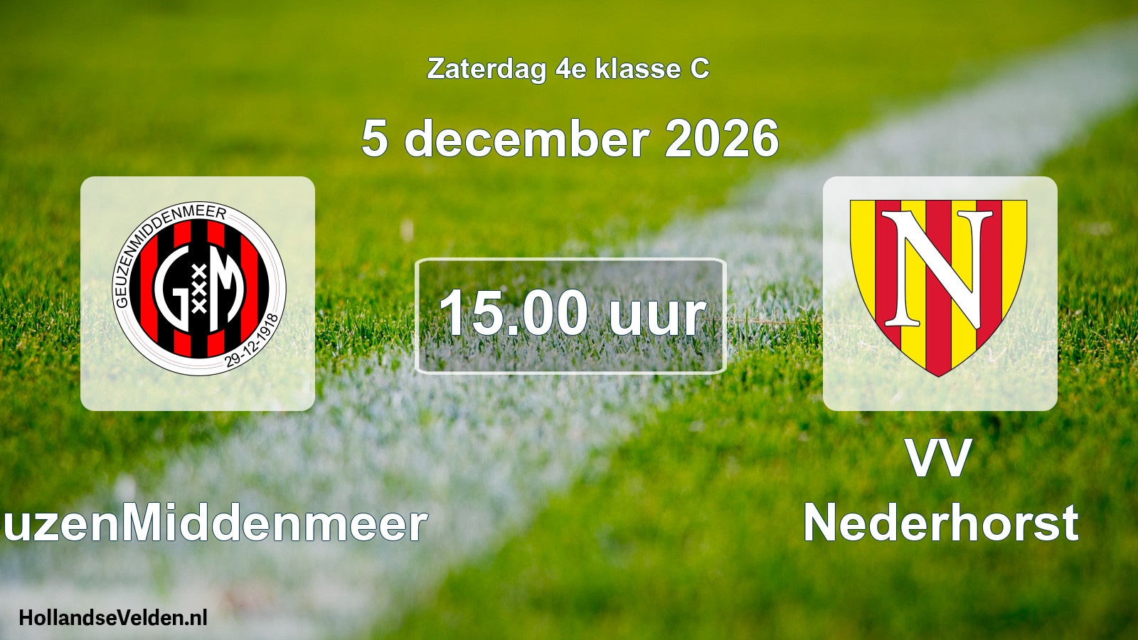 Geplande wedstrijd: GeuzenMiddenmeer - VV Nederhorst (5 december 2026)