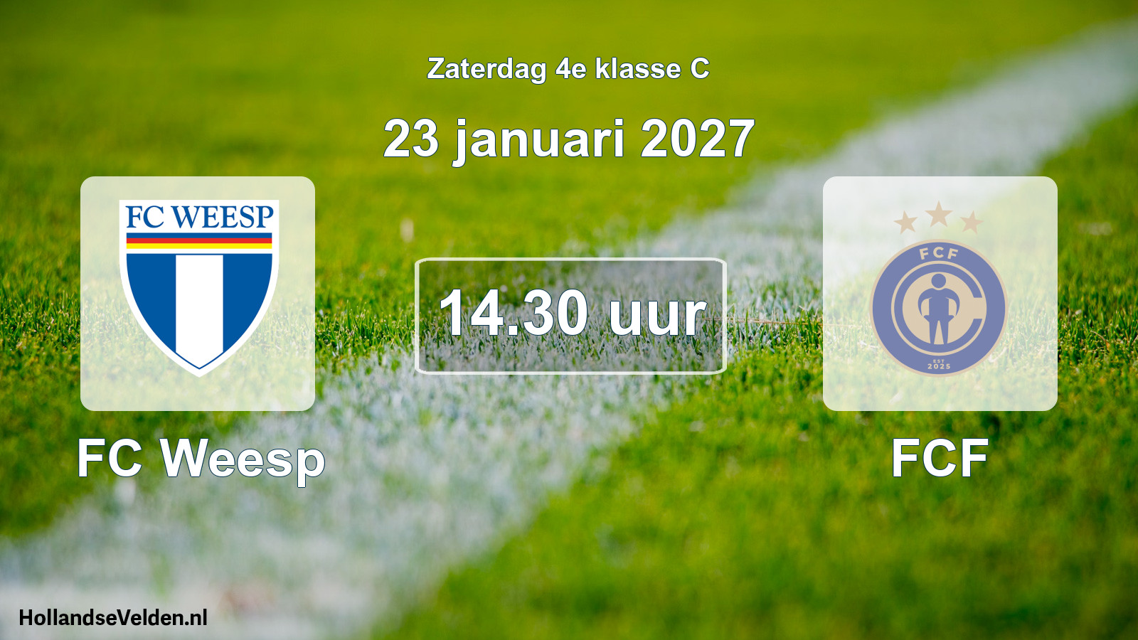 Geplande wedstrijd: FC Weesp - FCF (23 januari 2027)