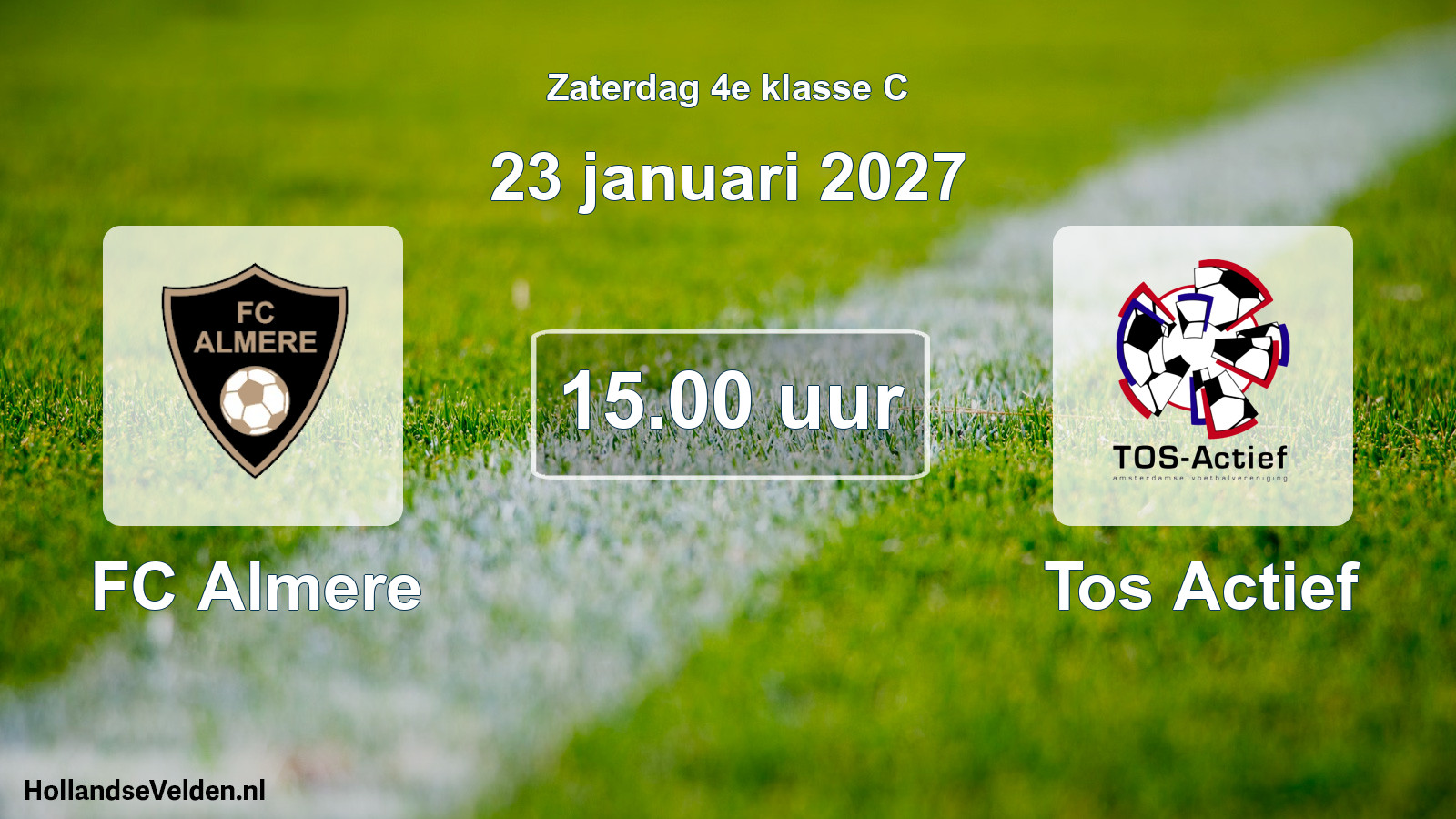 Geplande wedstrijd: FC Almere - Tos Actief (23 januari 2027)