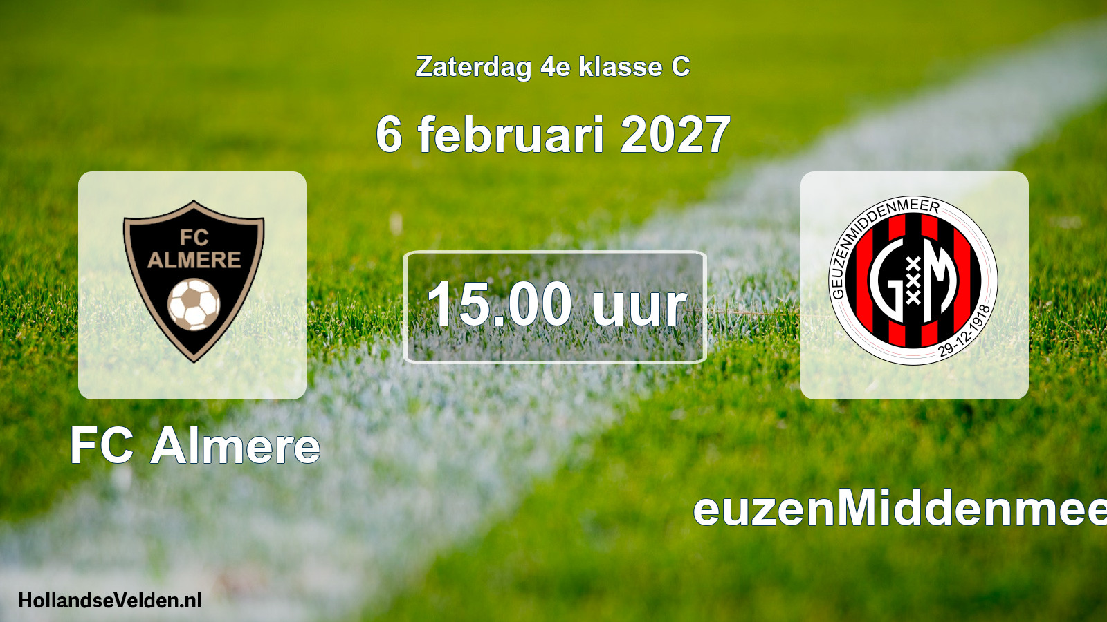 Geplande wedstrijd: FC Almere - GeuzenMiddenmeer (6 februari 2027)