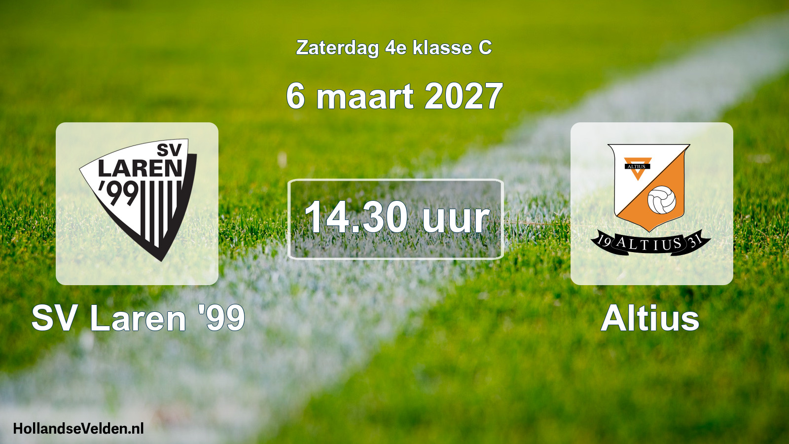 Geplande wedstrijd: SV Laren '99 - Altius (6 maart 2027)