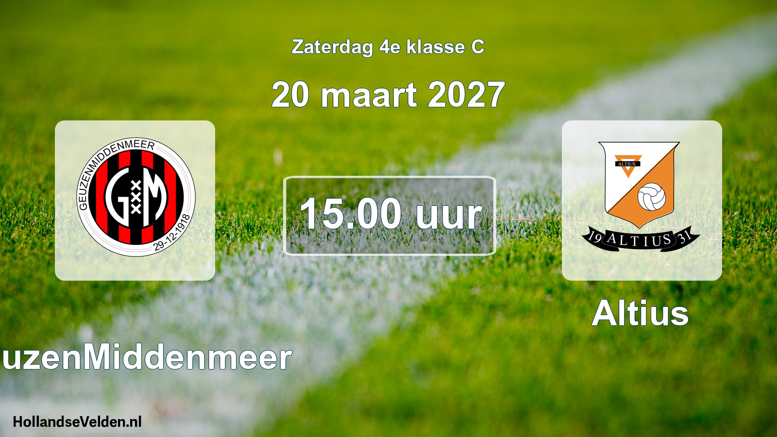 Geplande wedstrijd: GeuzenMiddenmeer - Altius (20 maart 2027)