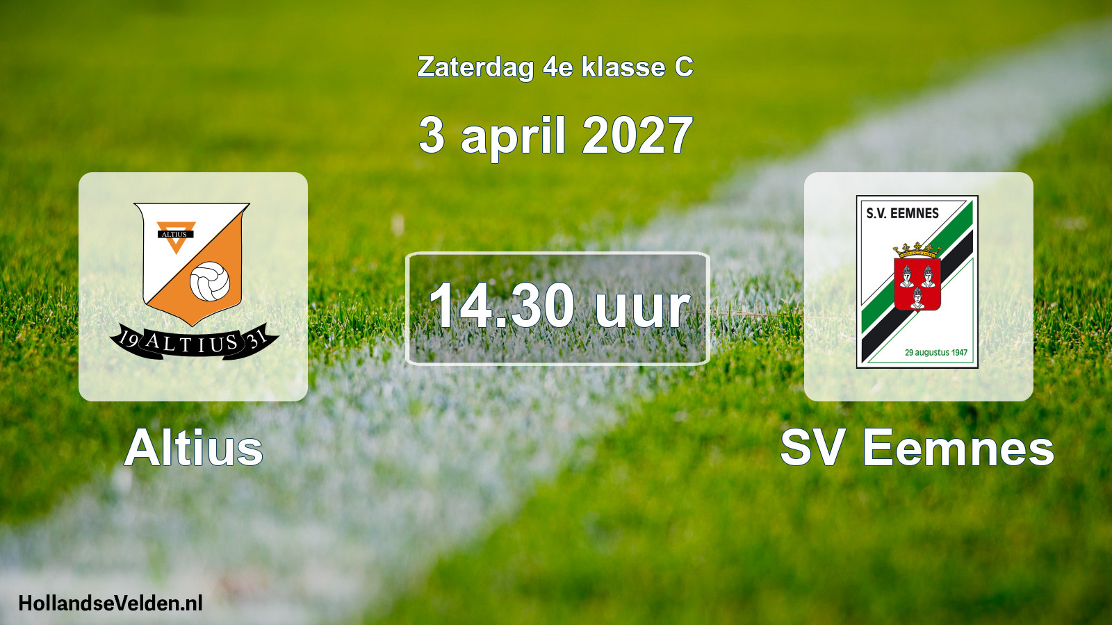 Scheduled Match: Altius - SV Eemnes (3 April 2027)
