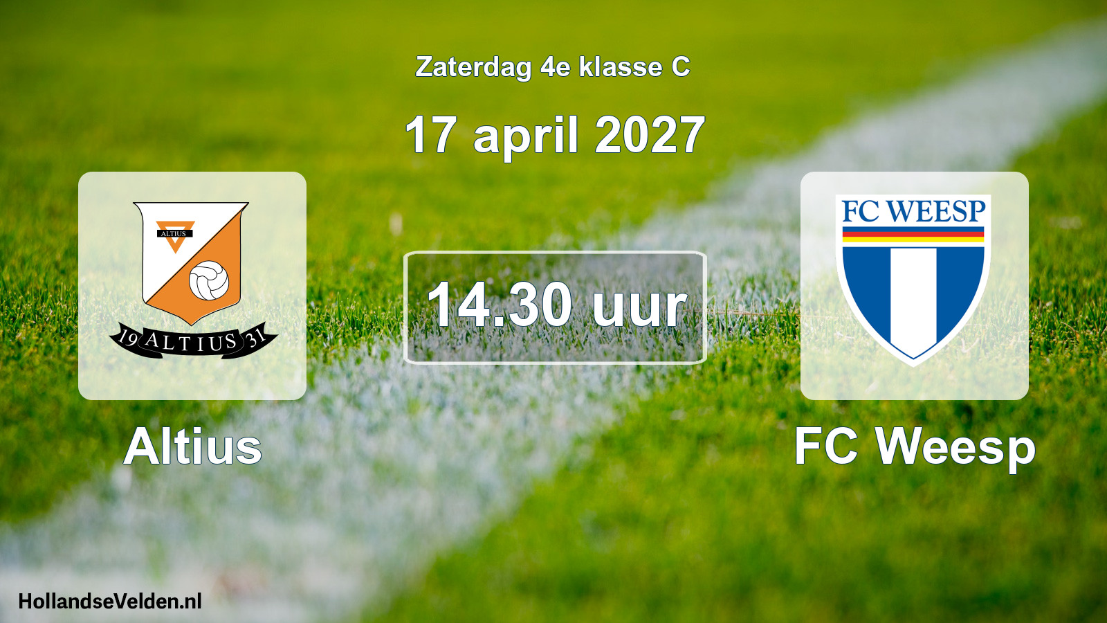 Geplande wedstrijd: Altius - FC Weesp (17 april 2027)