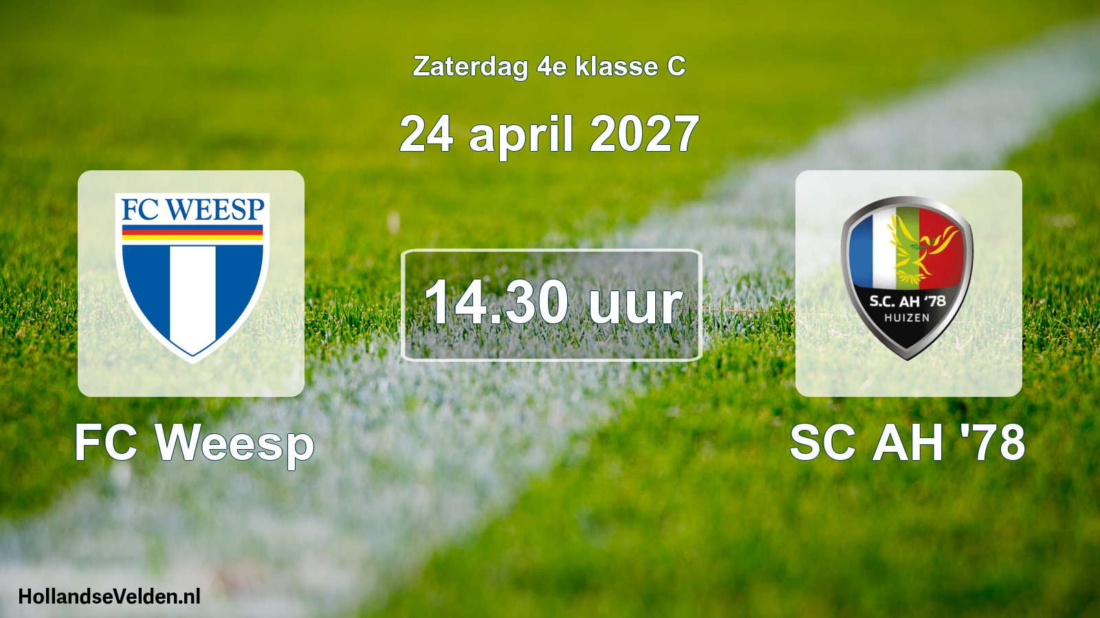 Geplande wedstrijd: FC Weesp - SC AH '78 (24 april 2027)