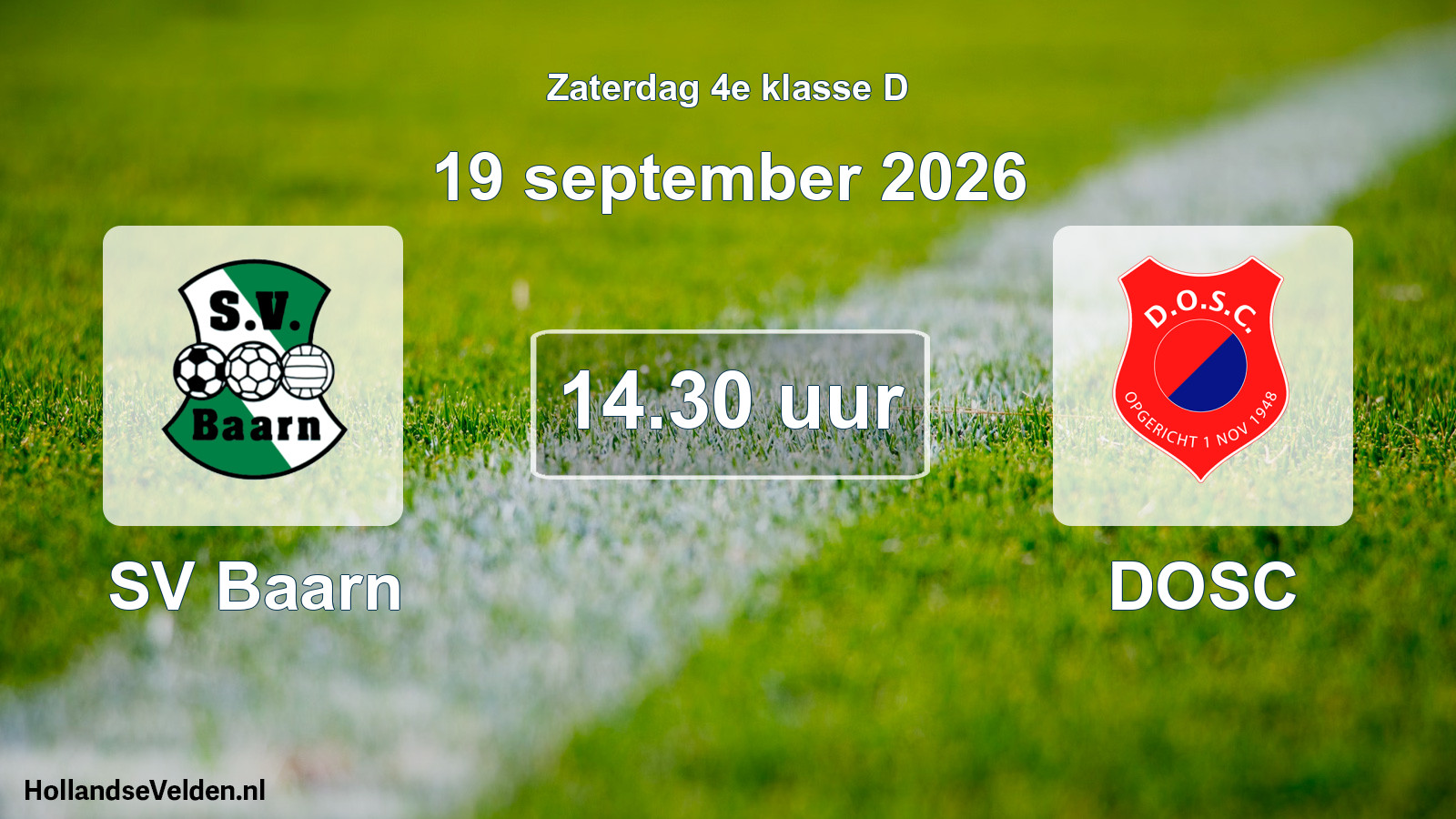 Geplande wedstrijd: SV Baarn - DOSC (19 september 2026)