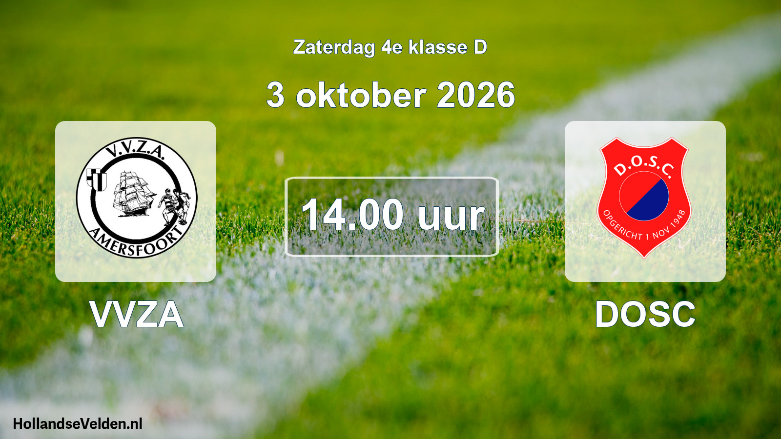 Geplande wedstrijd: VVZA - DOSC (3 oktober 2026)