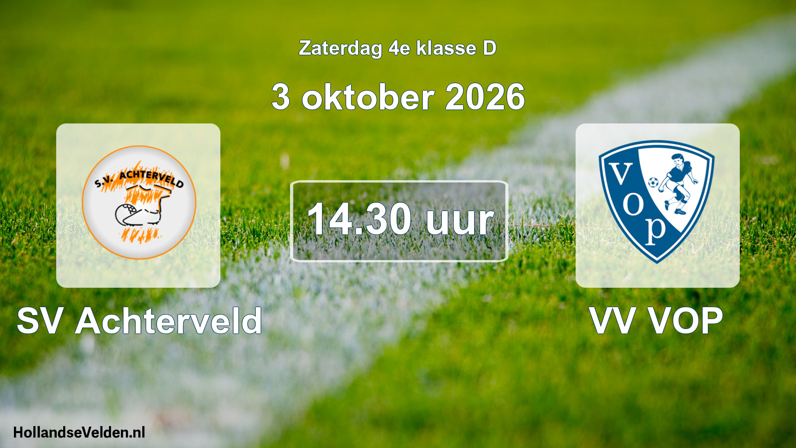 Geplande wedstrijd: SV Achterveld - VV VOP (3 oktober 2026)