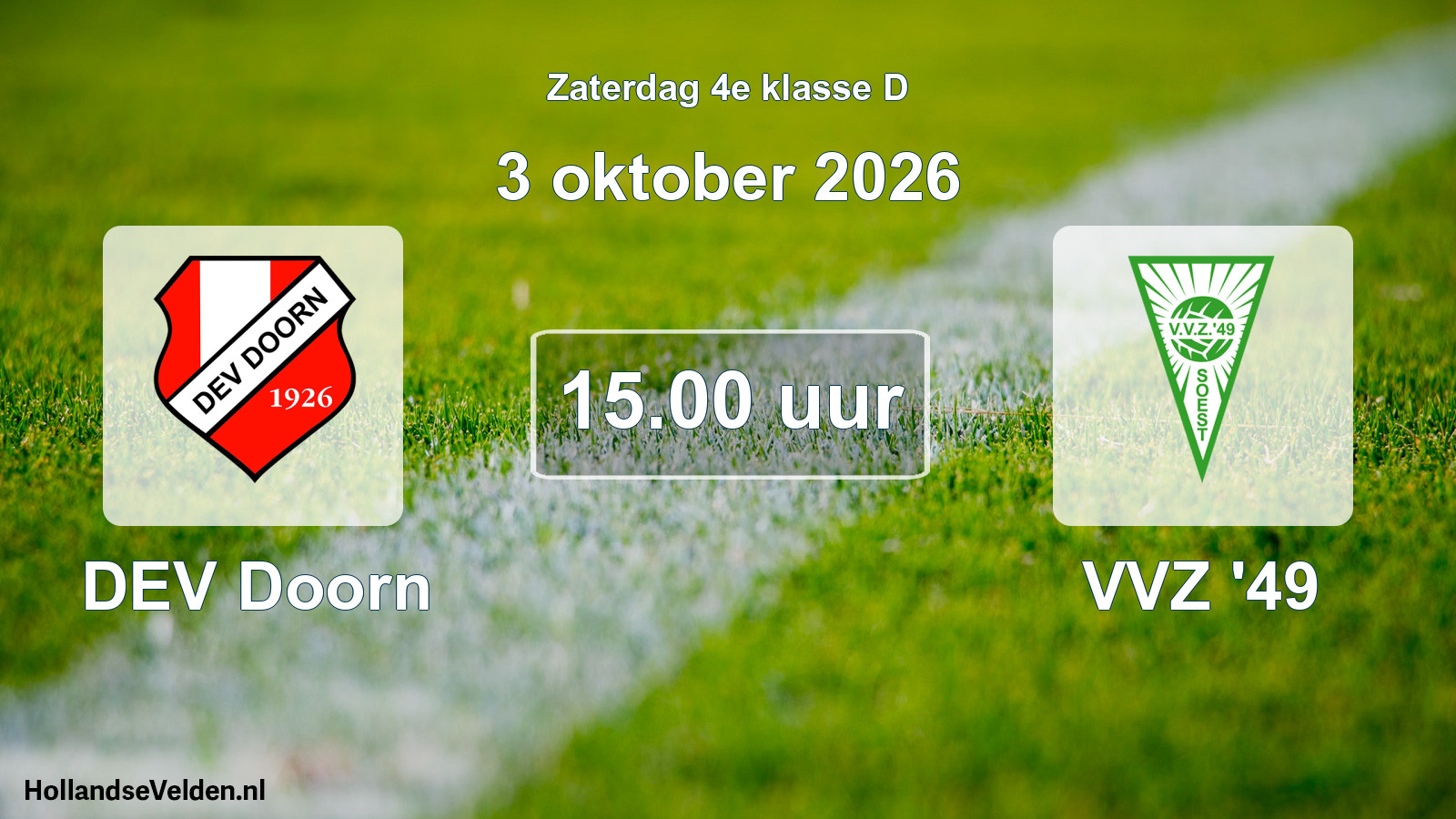 Geplande wedstrijd: DEV Doorn - VVZ '49 (3 oktober 2026)
