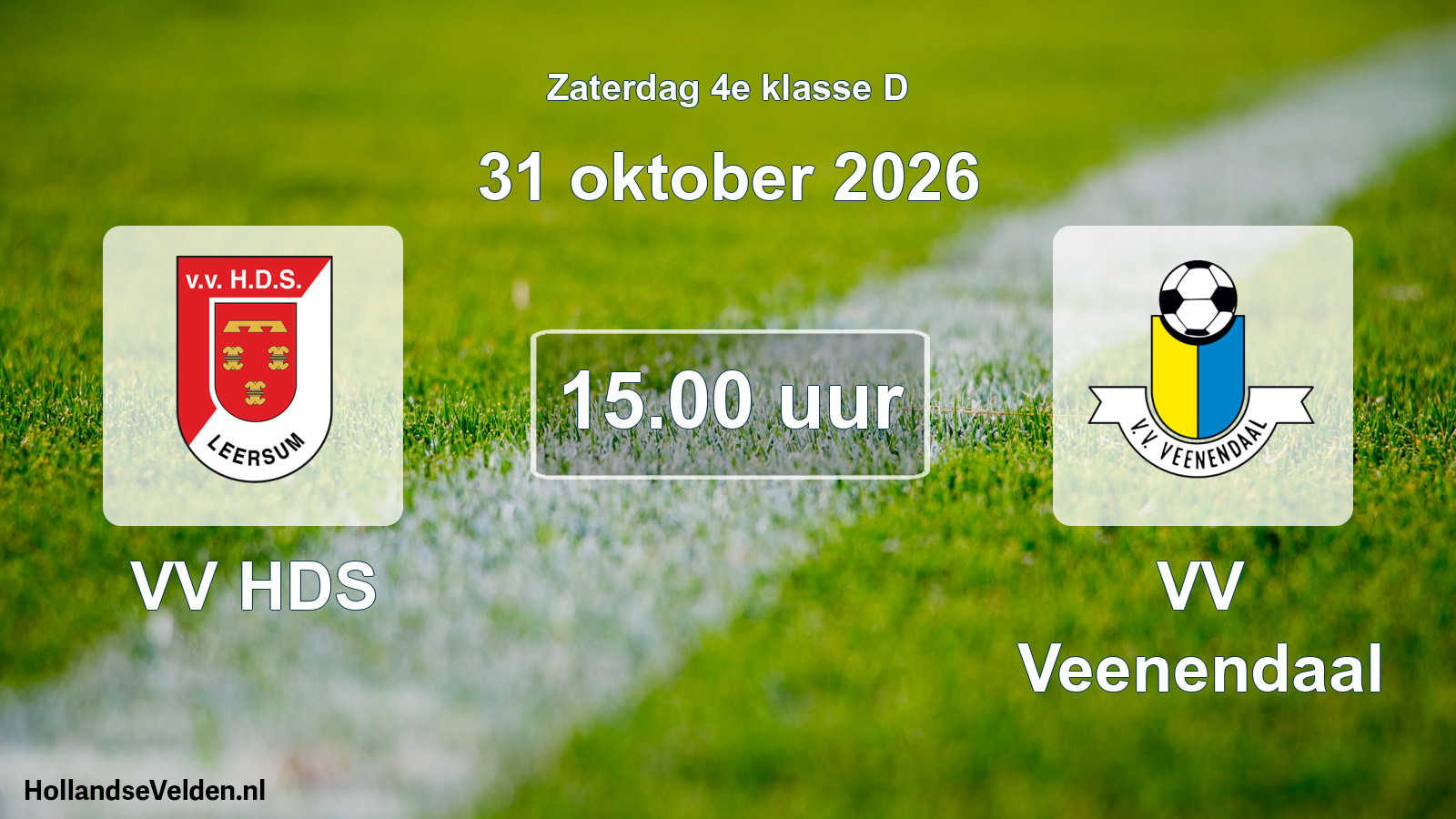 Geplande wedstrijd: VV HDS - VV Veenendaal (31 oktober 2026)
