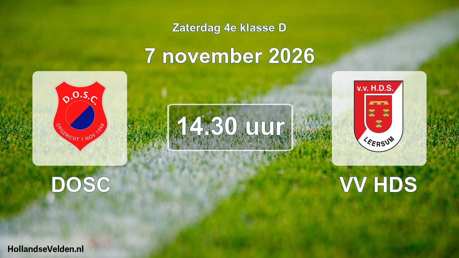 Geplande wedstrijd: DOSC - VV HDS (7 november 2026)