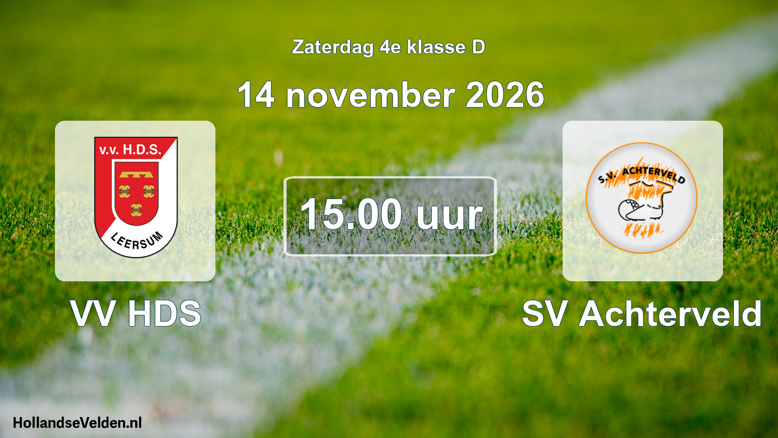 Geplande wedstrijd: VV HDS - SV Achterveld (14 november 2026)