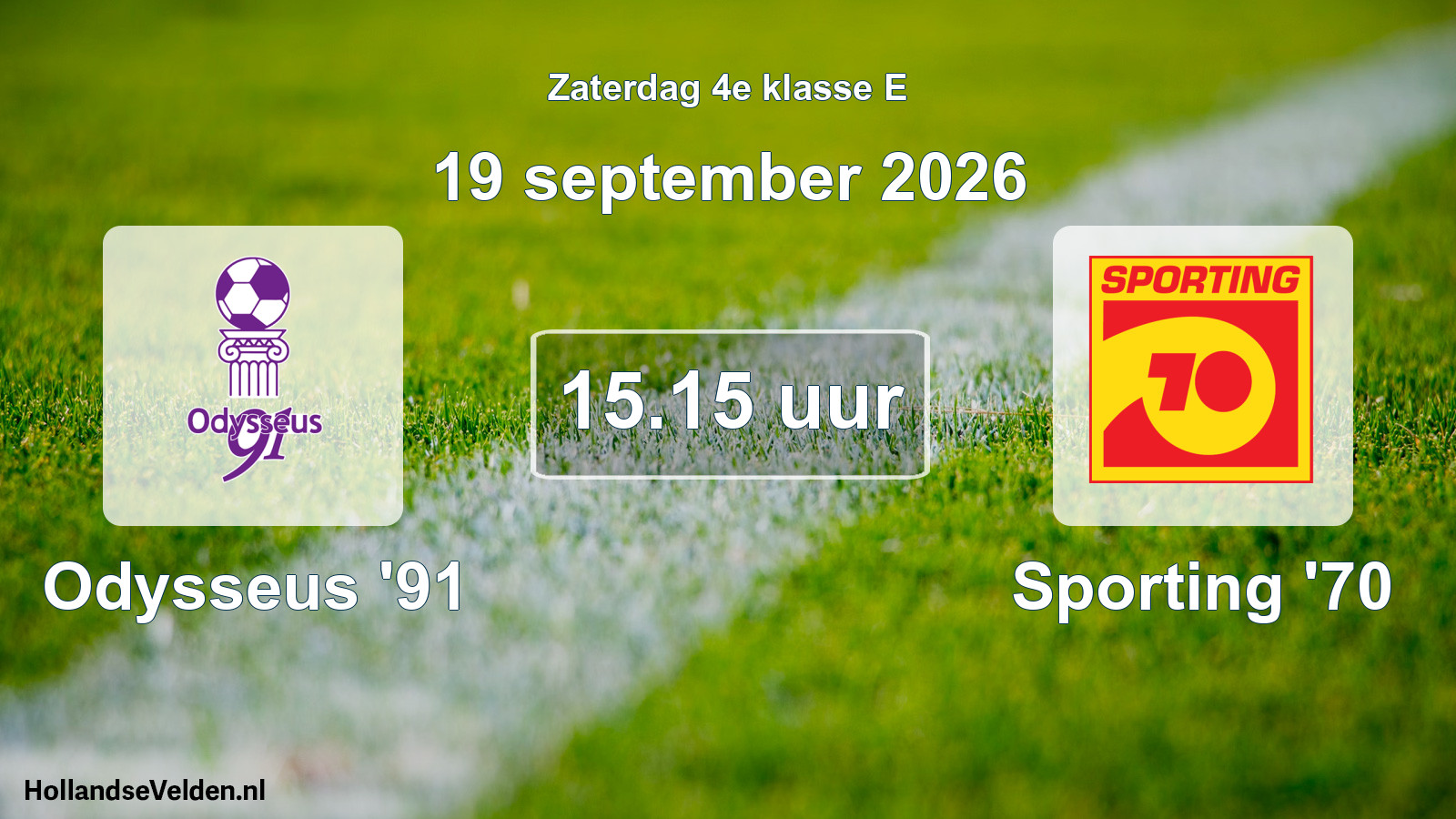Geplande wedstrijd: Odysseus '91 - Sporting '70 (19 september 2026)