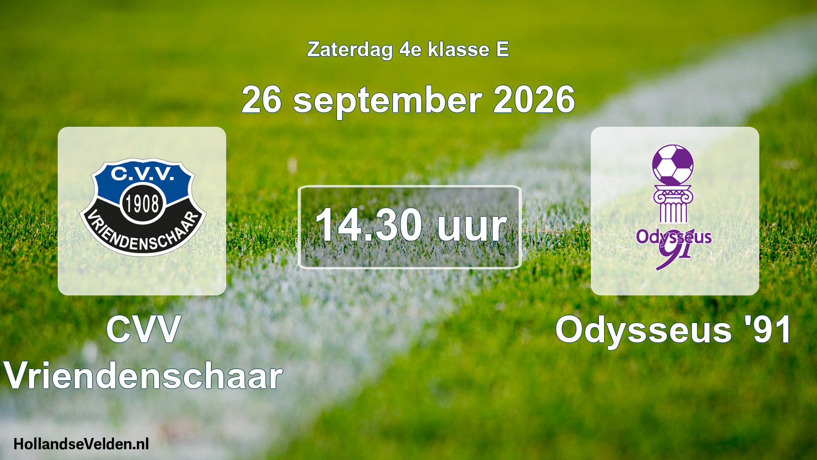 Geplande wedstrijd: CVV Vriendenschaar - Odysseus '91 (26 september 2026)
