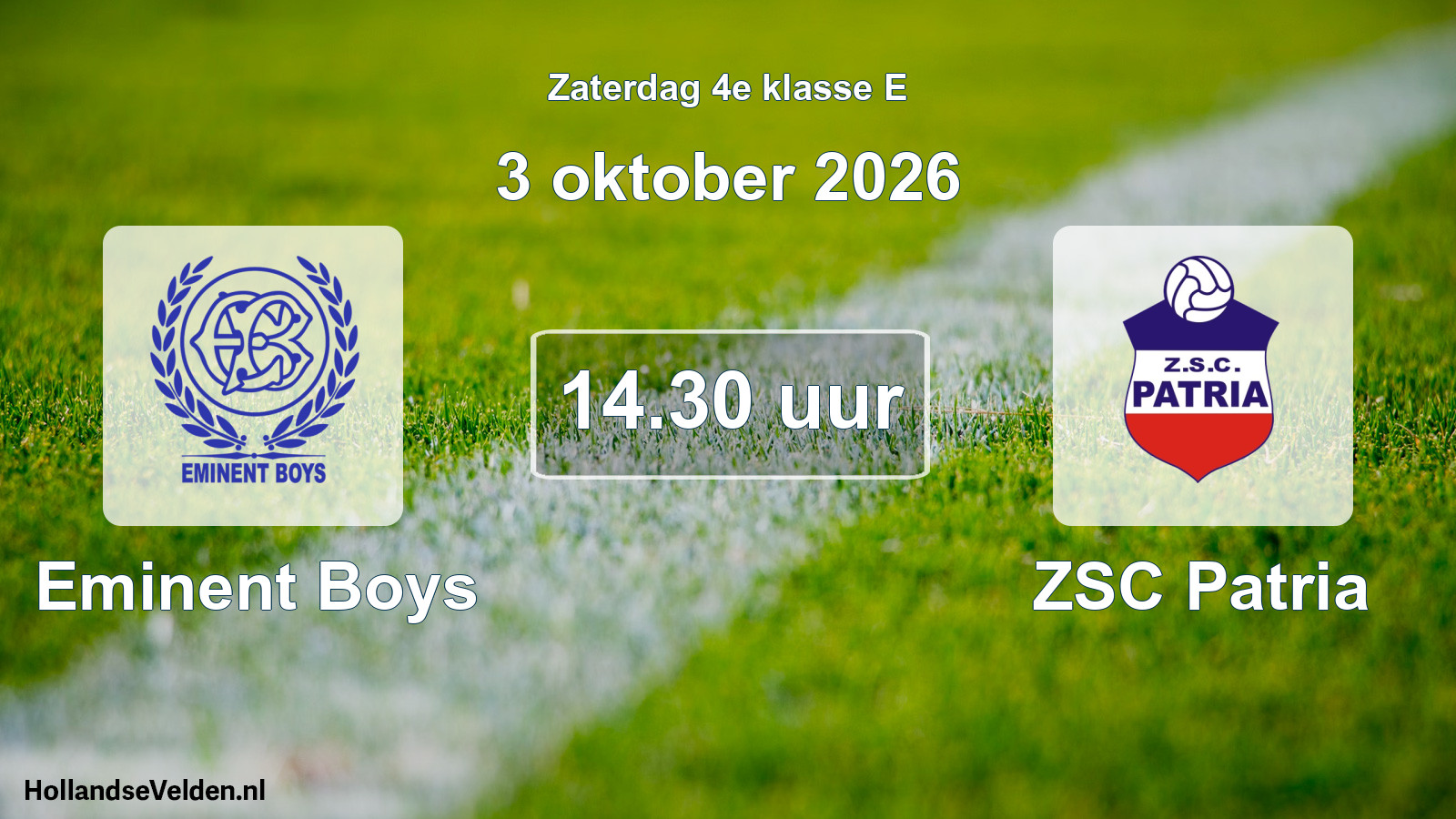 Geplande wedstrijd: Eminent Boys - ZSC Patria (3 oktober 2026)