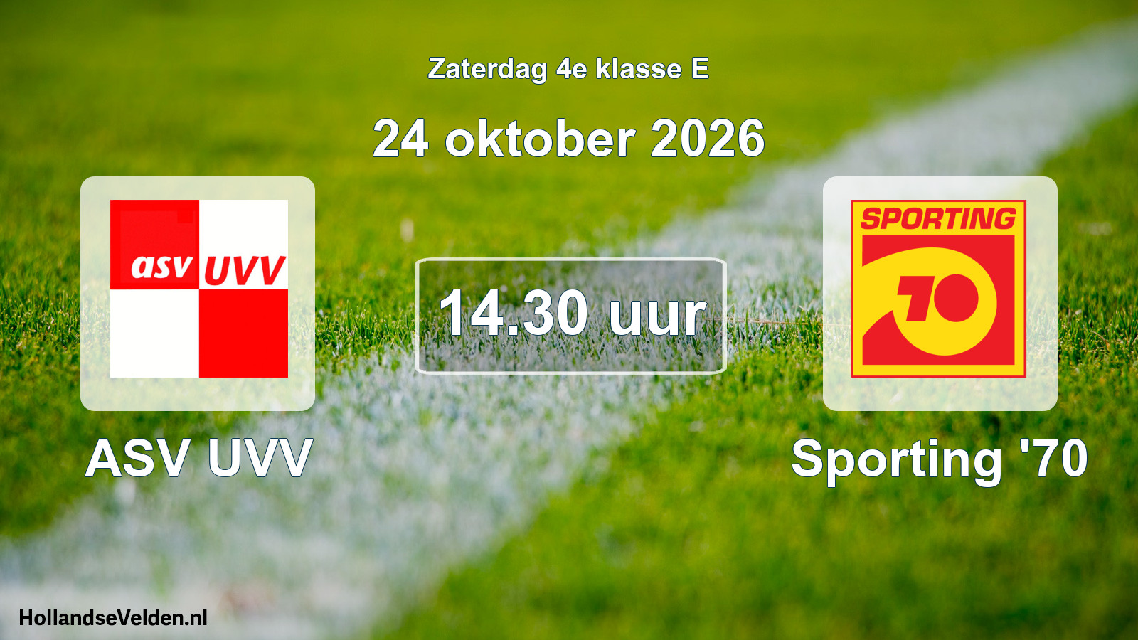 Geplande wedstrijd: ASV UVV - Sporting '70 (24 oktober 2026)