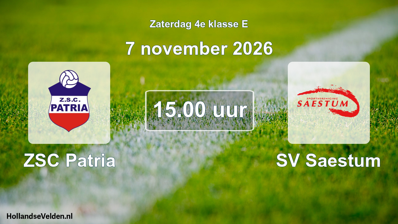 Geplande wedstrijd: ZSC Patria - SV Saestum (7 november 2026)