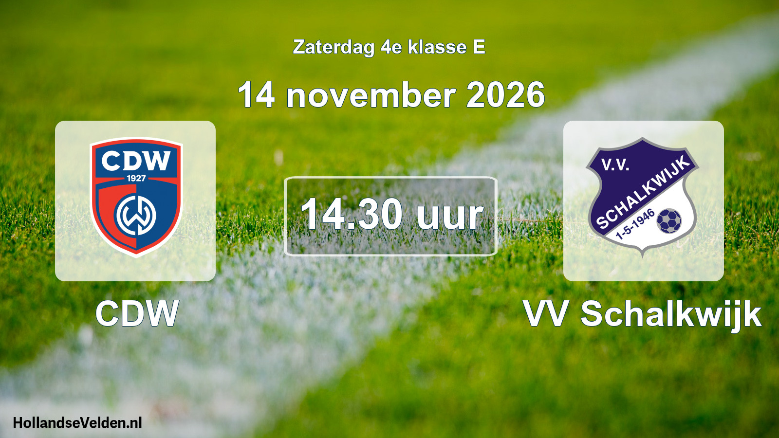 Geplande wedstrijd: CDW - VV Schalkwijk (14 november 2026)