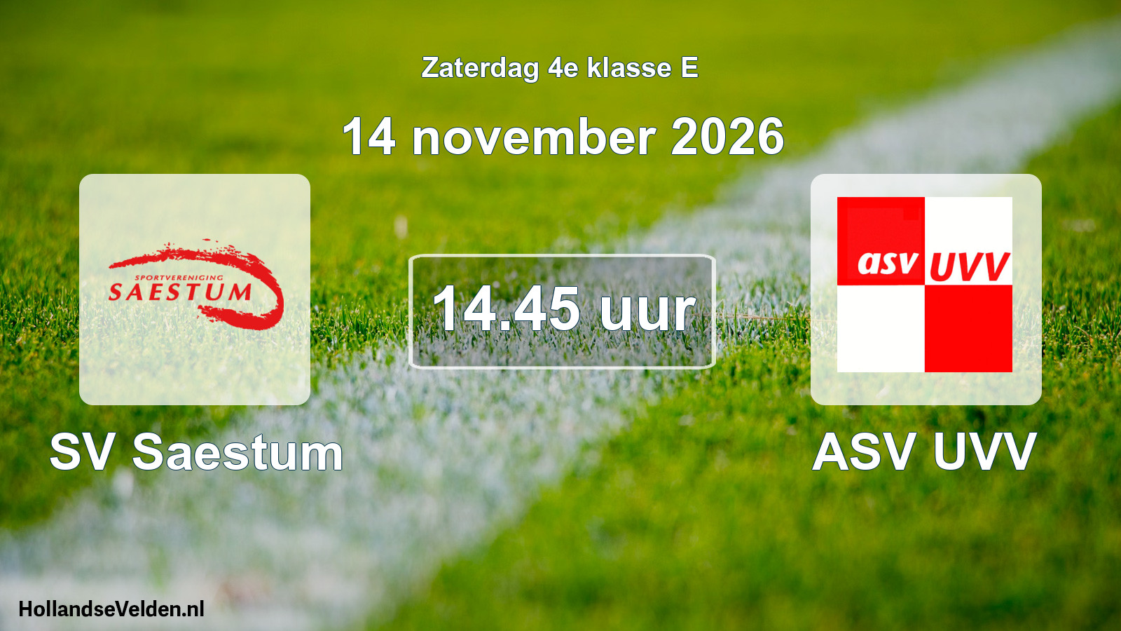 Geplande wedstrijd: SV Saestum - ASV UVV (14 november 2026)