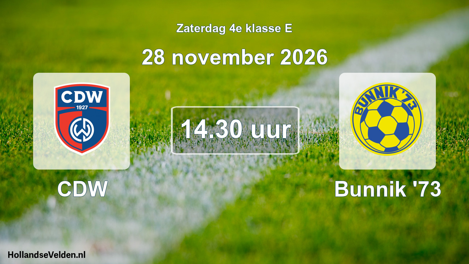 Geplande wedstrijd: CDW - Bunnik '73 (28 november 2026)