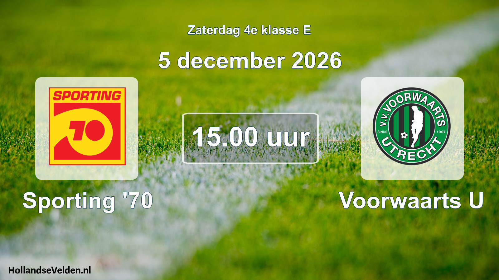 Geplande wedstrijd: Sporting '70 - Voorwaarts U (5 december 2026)