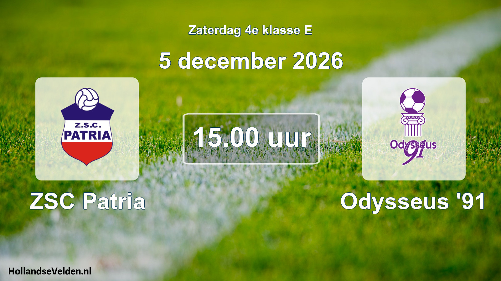 Geplande wedstrijd: ZSC Patria - Odysseus '91 (5 december 2026)