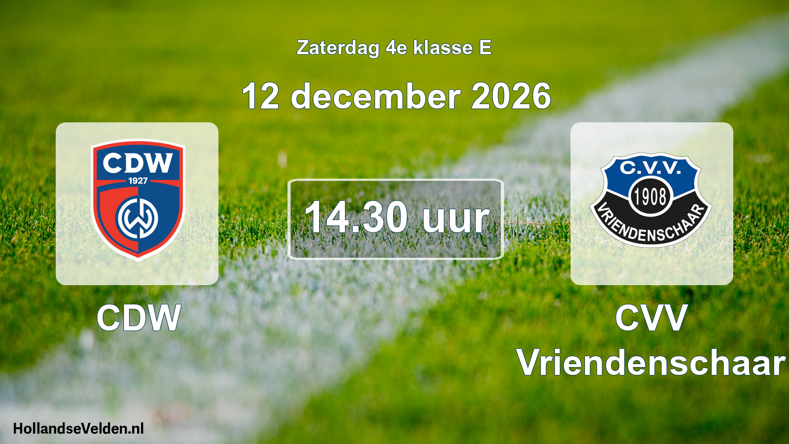 Geplande wedstrijd: CDW - CVV Vriendenschaar (12 december 2026)