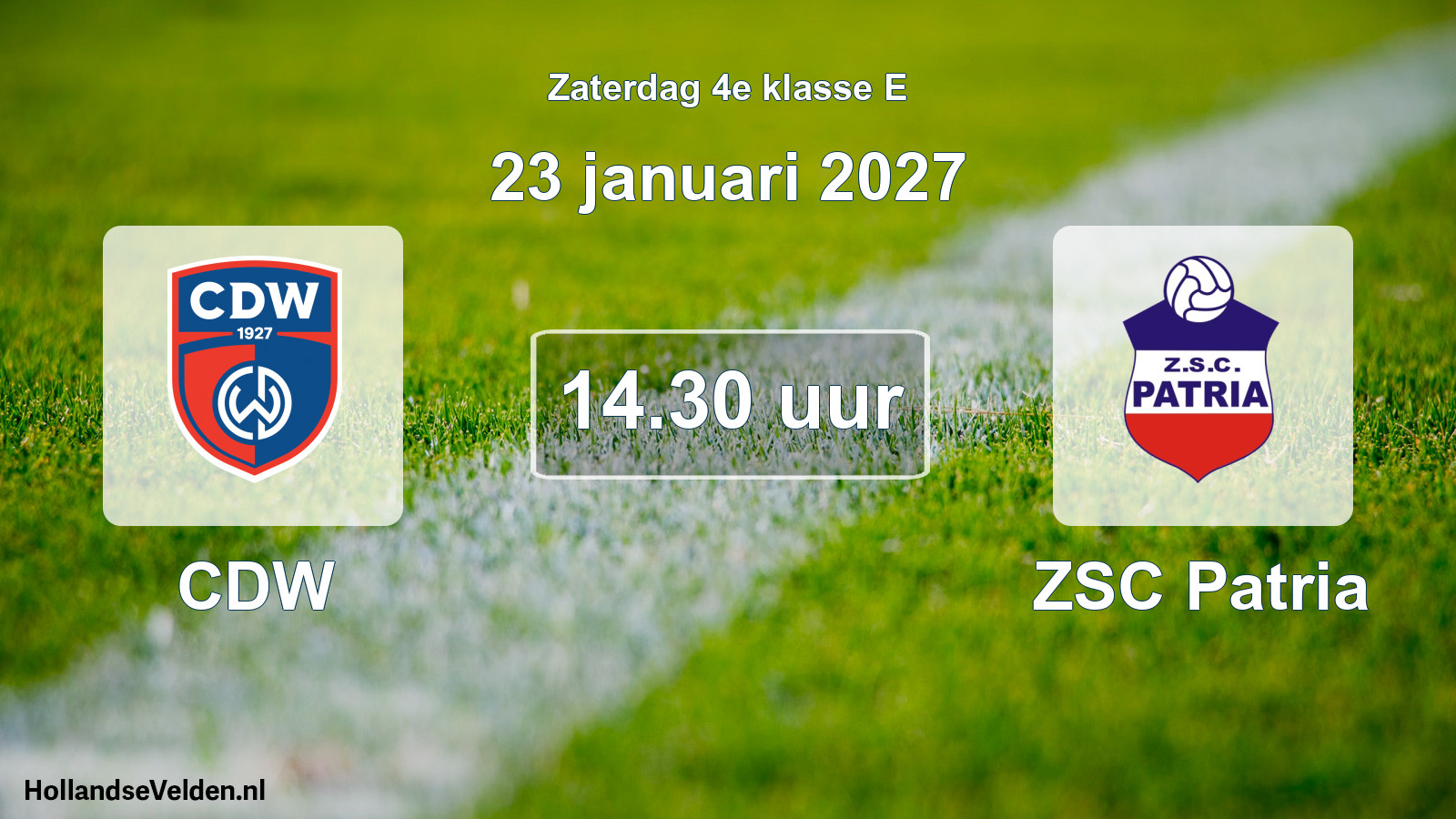 Geplande wedstrijd: CDW - ZSC Patria (23 januari 2027)