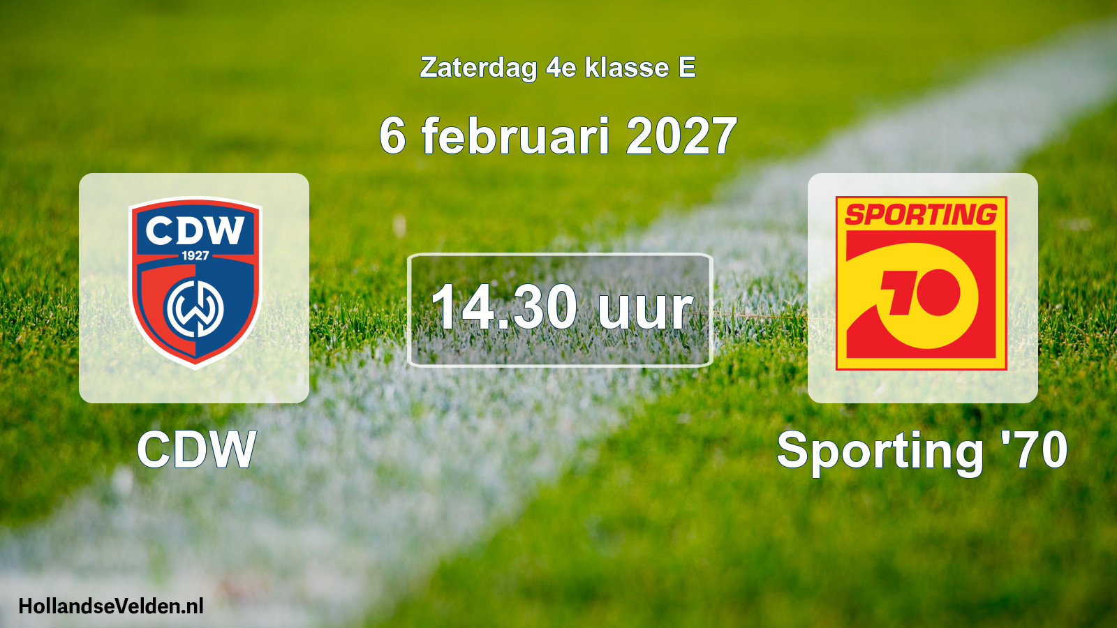Geplande wedstrijd: CDW - Sporting '70 (6 februari 2027)