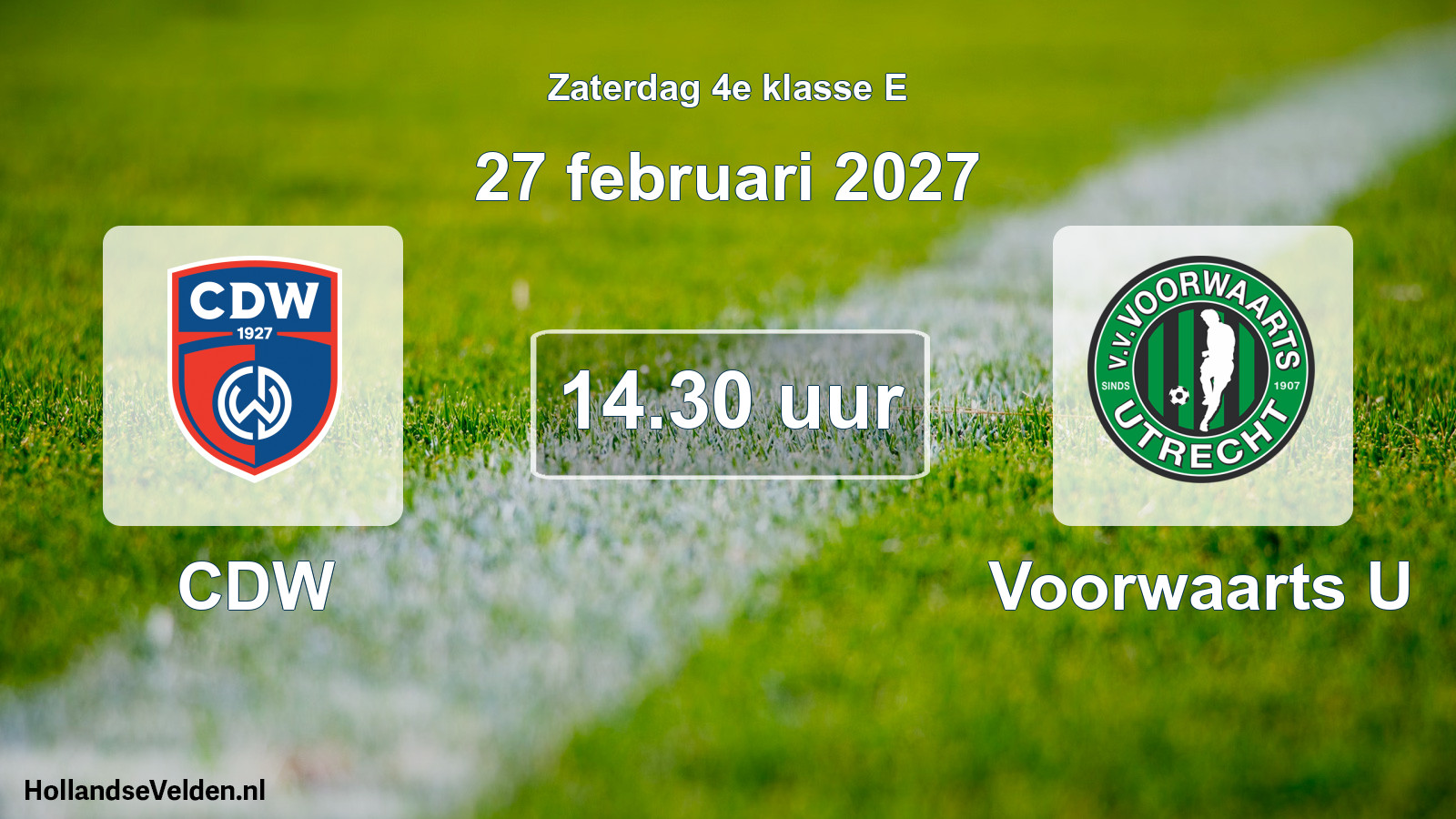 Geplande wedstrijd: CDW - Voorwaarts U (27 februari 2027)