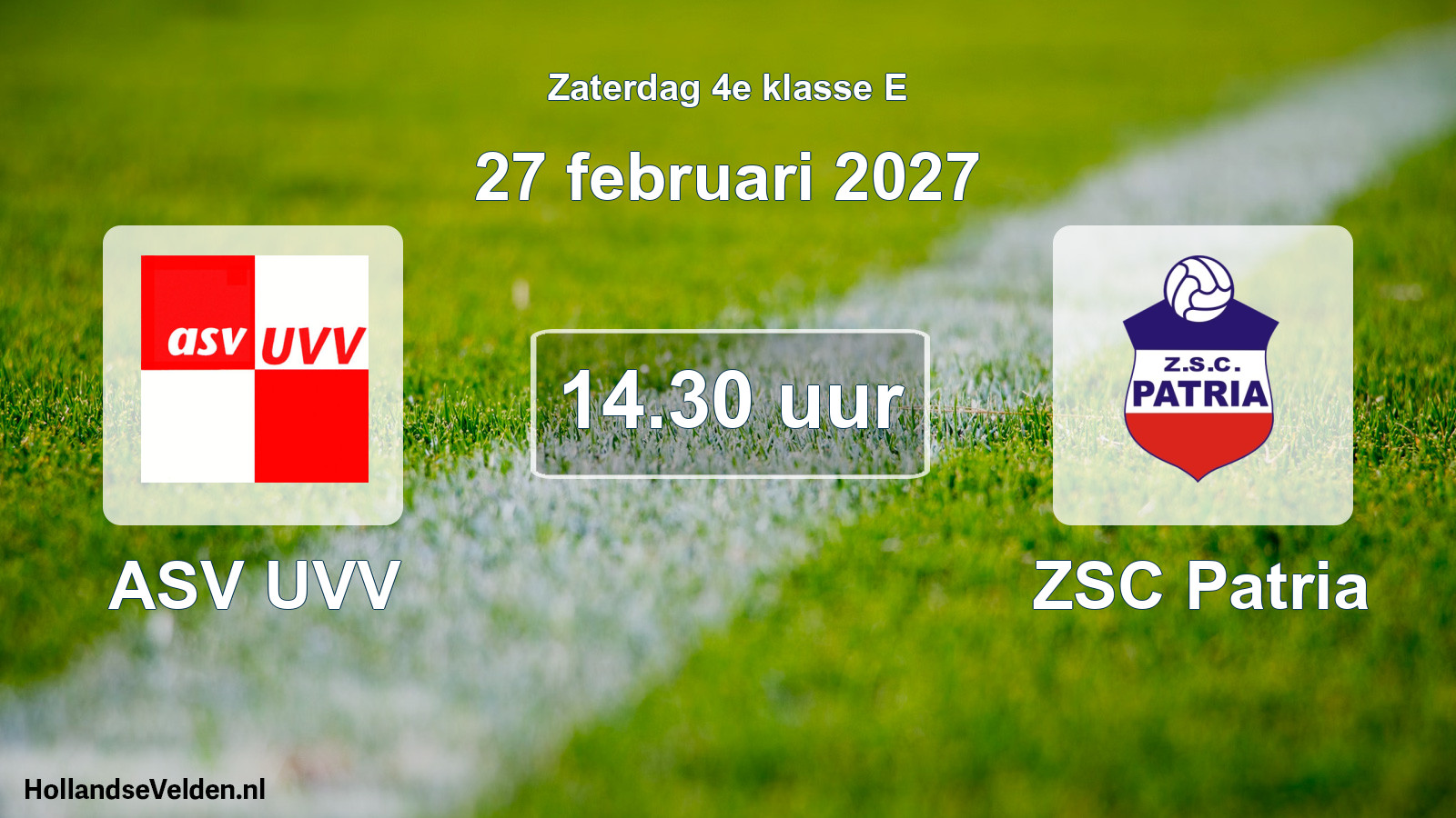 Geplande wedstrijd: ASV UVV - ZSC Patria (27 februari 2027)