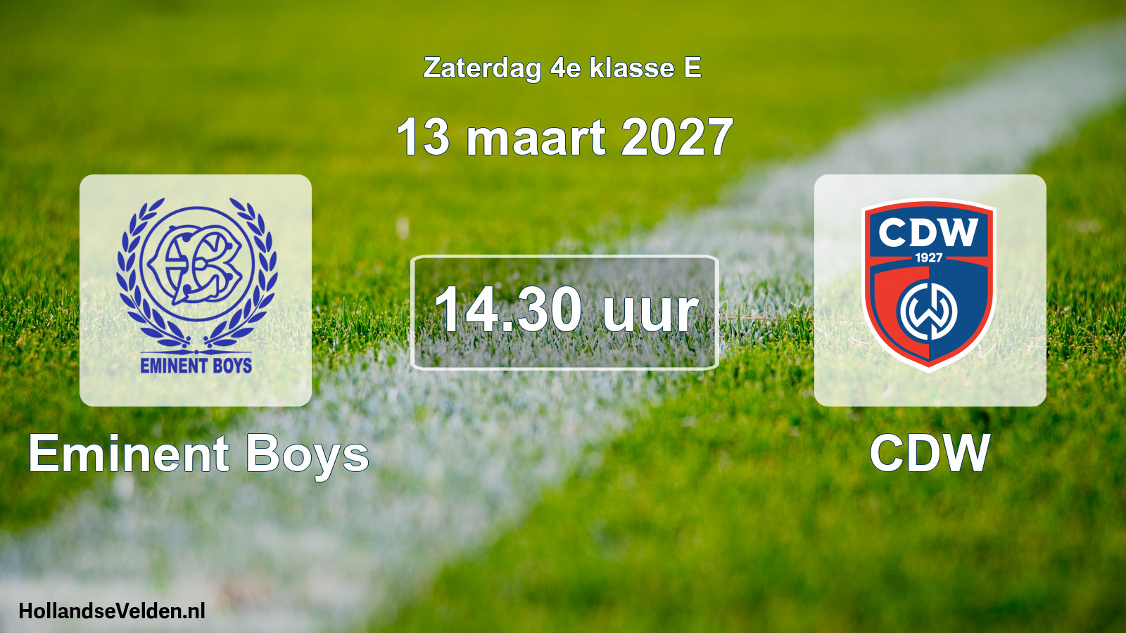 Geplande wedstrijd: Eminent Boys - CDW (13 maart 2027)