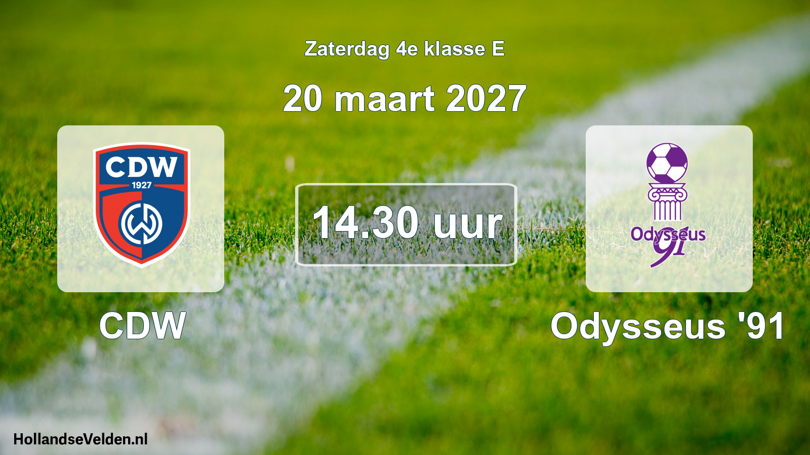 Geplande wedstrijd: CDW - Odysseus '91 (20 maart 2027)