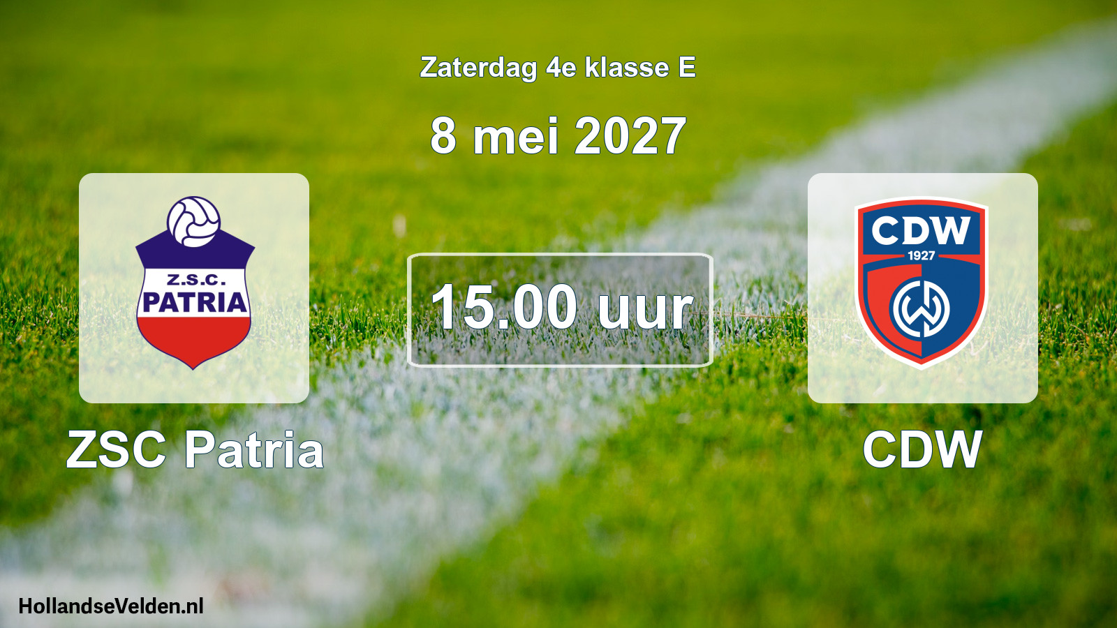 Geplande wedstrijd: ZSC Patria - CDW (8 mei 2027)