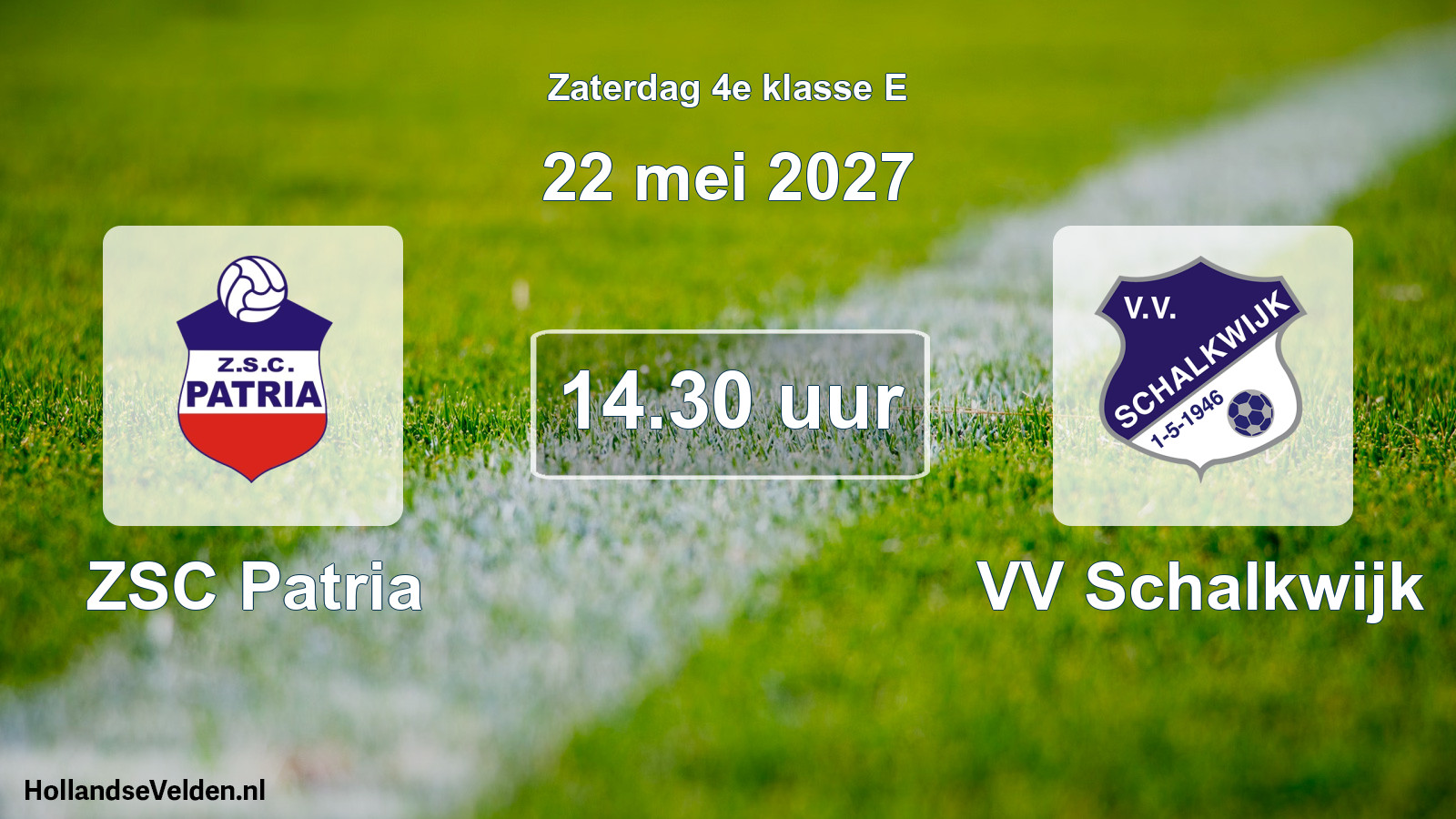 Geplande wedstrijd: ZSC Patria - VV Schalkwijk (22 mei 2027)