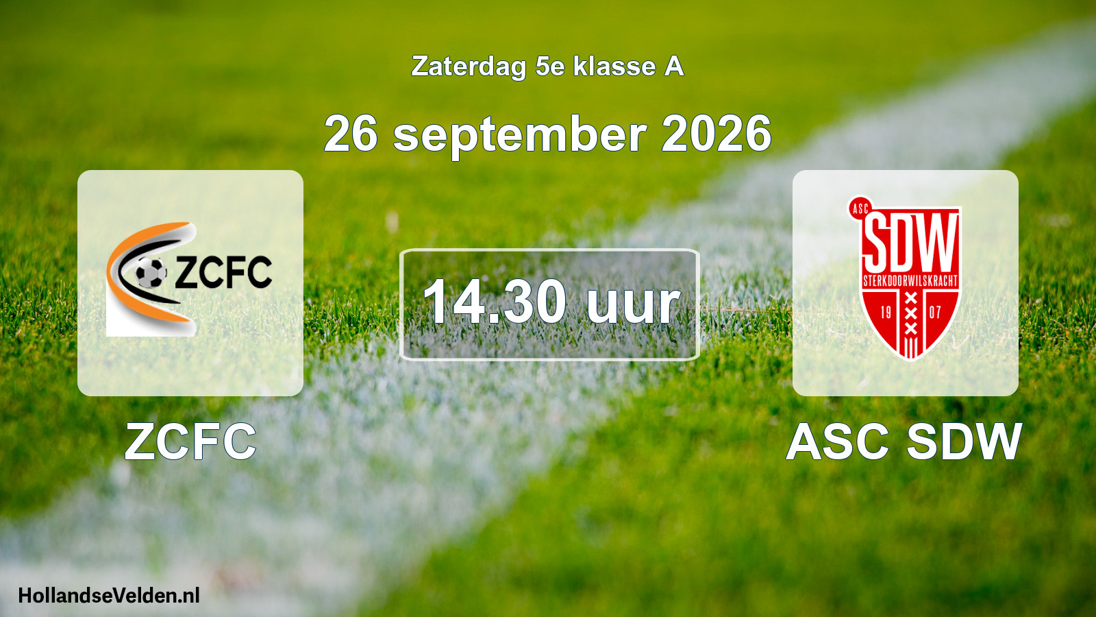 Geplande wedstrijd: ZCFC - ASC SDW (26 september 2026)