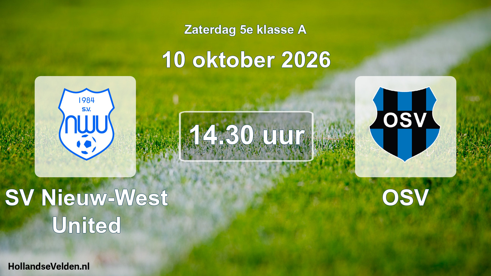 Geplande wedstrijd: SV Nieuw-West United - OSV (10 oktober 2026)