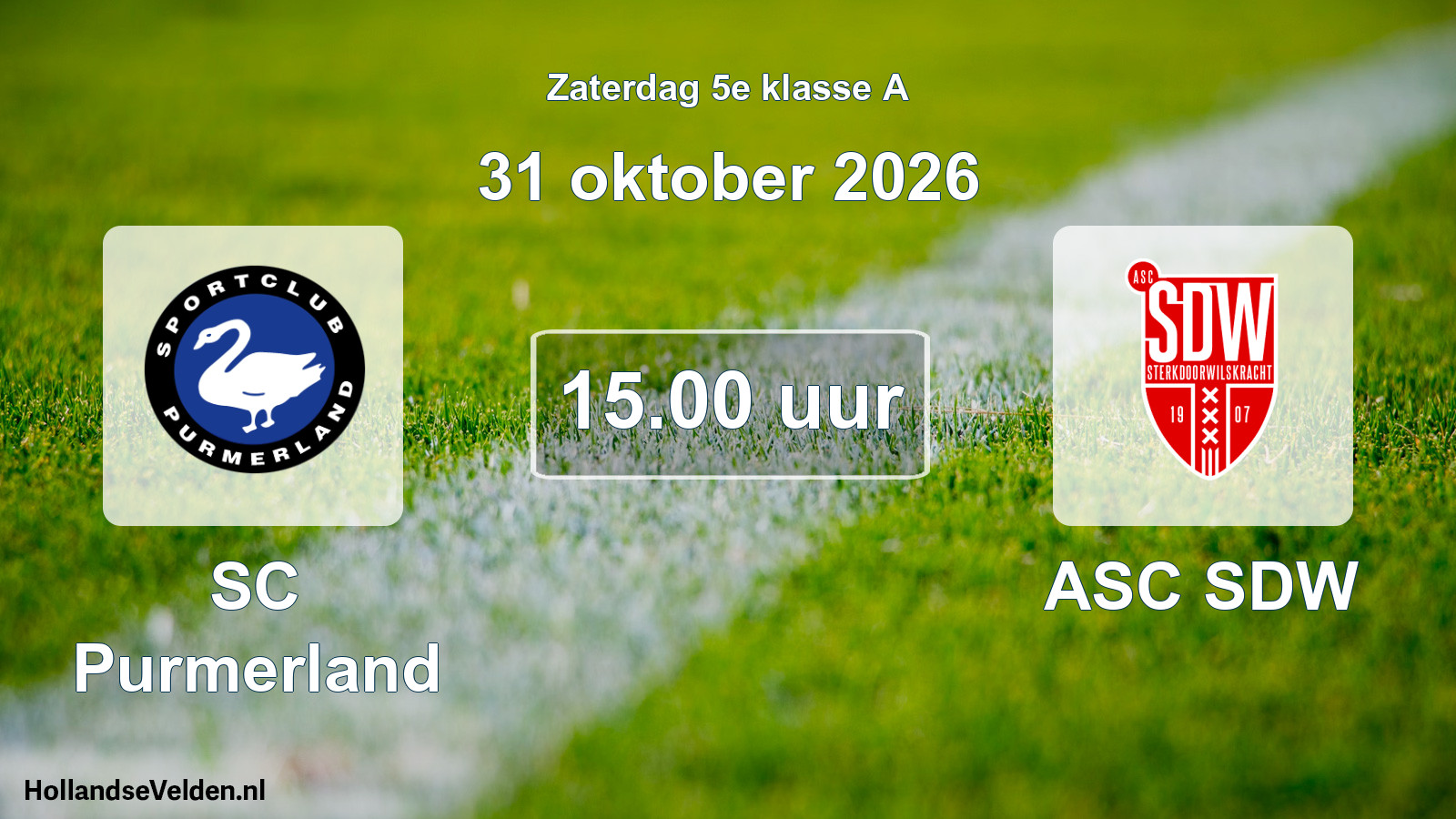 Scheduled Match: SC Purmerland - ASC SDW (31 October 2026)