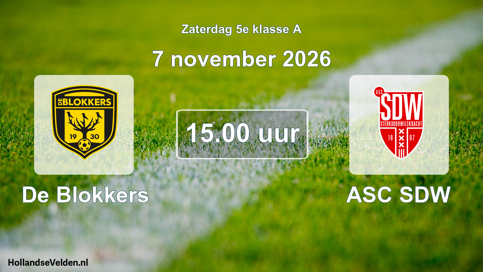 Scheduled Match: De Blokkers - ASC SDW (7 November 2026)