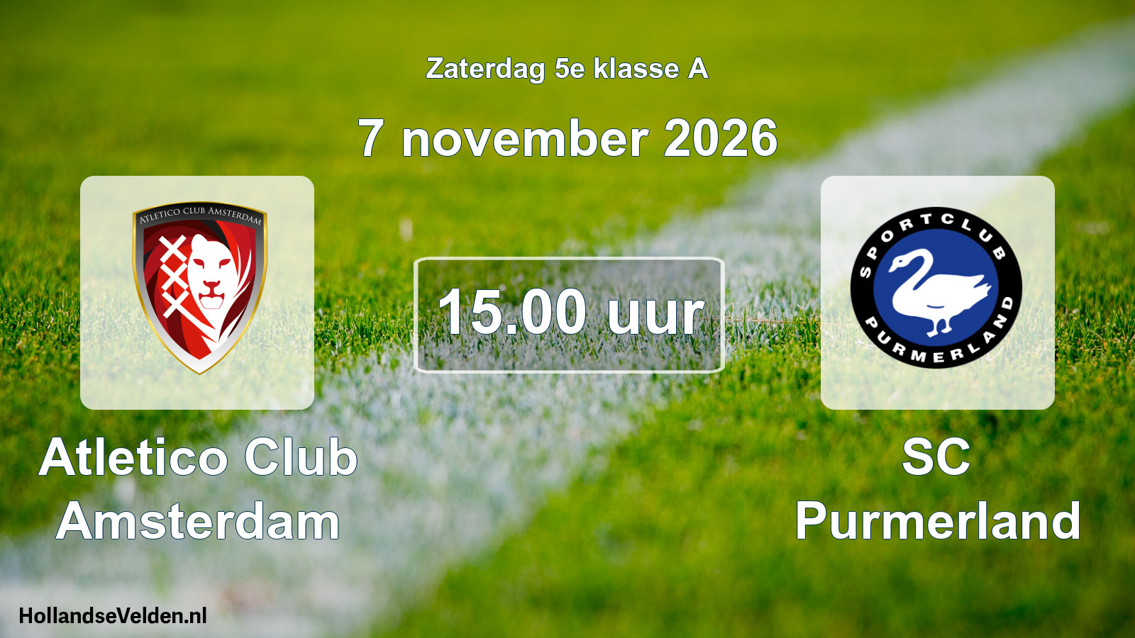 Scheduled Match: Atletico Club Amsterdam - SC Purmerland (7 November 2026)