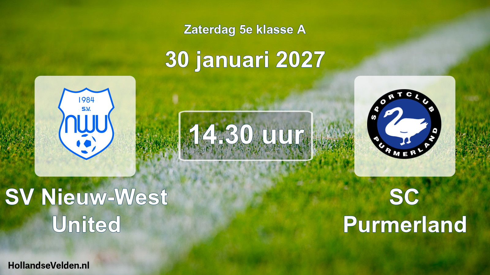 Scheduled Match: SV Nieuw-West United - SC Purmerland (30 January 2027)